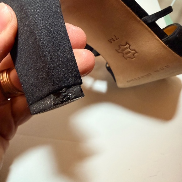 Ann Marino Black Satin Heels with Straps - Picture 11 of 12